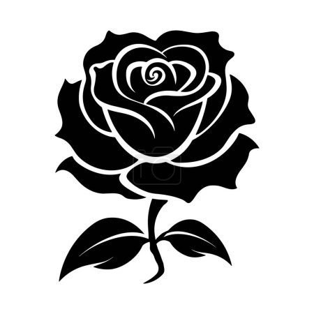 Photo for Flower icon. Black and white silhouette of a rose. Rose icon. Vector illustration. - Royalty Free Image
