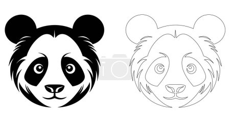 Photo for Panda head silhouette. Panda logo design. Black and white image of panda head isolated on white. Vector illustration. - Royalty Free Image