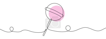 Photo for Continuous editable drawing of lollipop. One line drawing background. Vector illustration. Candy on a stick icon in one line style. - Royalty Free Image