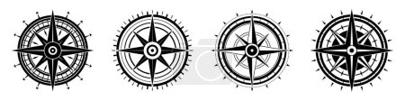 Photo for Compass icon. Set of compass symbols. Black icon of compass isolated on white background. Vector illustration. - Royalty Free Image