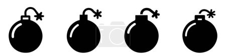 Photo for Bomb icon. Set of bomb symbols. Black icon of bomb isolated on white background. Vector illustration. - Royalty Free Image