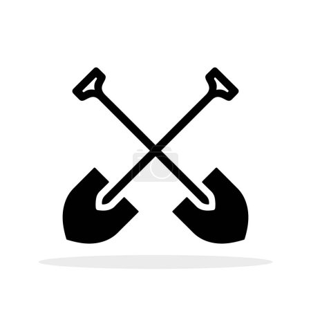 Photo for Shovel icon. Crossed shovels symbol. Black icon of shovel isolated on white background. Vector illustration. - Royalty Free Image