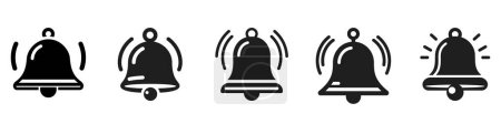 Photo for Bell icons set. Alarm symbol. Black icon of bell isolated on white background. Vector illustration. - Royalty Free Image