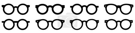 Photo for Glasses icon. Set of glasses icons. Black glasses silhouette isolated on white background. Vector illustration. - Royalty Free Image