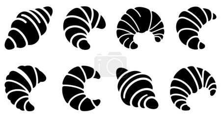 Photo for Croissant icon. Set of croissant icons. Black croissant silhouette isolated on white background. Vector illustration. - Royalty Free Image