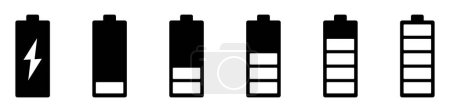 Photo for Battery charging icons set. Battery level symbol. Black battery level indicator. Vector illustration. - Royalty Free Image