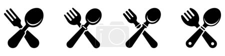 Photo for Baby cutlery icons set. Black and white silhouette of a crossed baby fork and spoon. Vector illustration. - Royalty Free Image