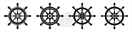 Photo for Ship steering wheel icon. Set of ship's wheels. Steering wheel symbols. Boat steering wheel icon in flat style. Vector illustration. - Royalty Free Image