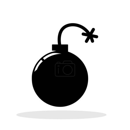Photo for Bomb icon. Black symbol of bomb with burning fuse. Vector illustration. - Royalty Free Image