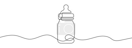 Photo for Continuous editable line drawing of baby bottle. One line drawing background. Vector illustration. Baby milk bottle icon in one line. - Royalty Free Image