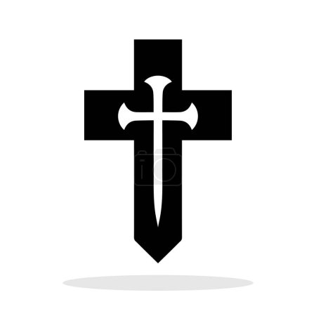 Photo for Christian cross icon. Black religious cross symbol isolated on white background. Vector illustration. - Royalty Free Image