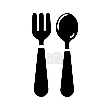 Photo for Baby cutlery icon. Black silhouette of a baby fork and spoon on white background. Vector illustration. - Royalty Free Image
