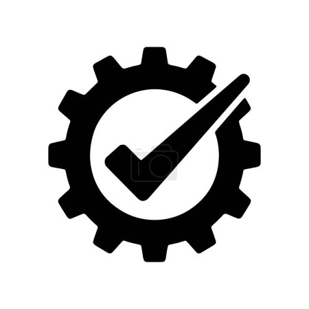 Photo for Gear icon. Black gear icon with a check mark. Approved symbol. Vector illustration. - Royalty Free Image