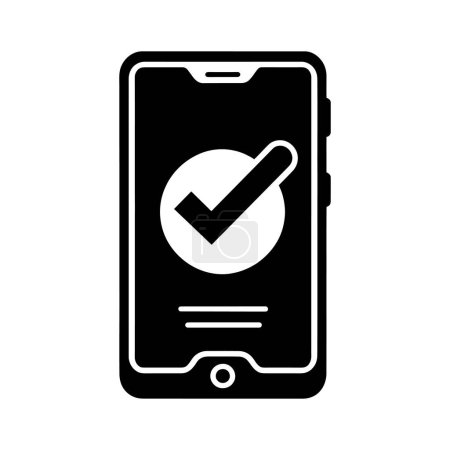 Photo for Phone icon. Black smartphone icon with a check mark. Approved symbol. Vector illustration. - Royalty Free Image