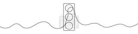 Photo for Continuous editable drawing of traffic light. One line drawing background. Vector illustration. Traffic light in one line style. - Royalty Free Image