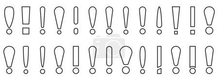Photo for Exclamation marks. Big set of black and white linear exclamation marks. Vector illustration. - Royalty Free Image
