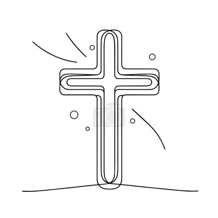 Photo for Christian cross. Hand drawn Christian Cross. Abstract linear Christian Cross isolated on white background. Vector illustration - Royalty Free Image