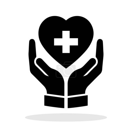 Photo for Heart in hands. Medical care icon in flat style. Healthcare hands holding heart icon. Vector illustration. - Royalty Free Image