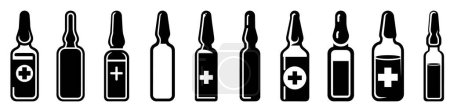 Photo for Medical ampoule icon. Set of black silhouettes of medical ampoule. Glass medical ampoule symbol. Vector illustration. - Royalty Free Image