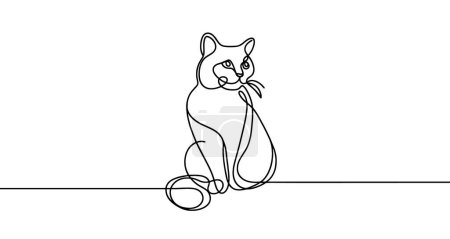 Photo for Continuous editable line drawing of cat. One line drawing background. Vector illustration. Cat icon in one line. - Royalty Free Image