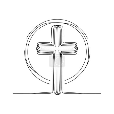 Photo for Christian cross. Hand drawn Christian Cross. Abstract linear Christian Cross isolated on white background. Vector illustration - Royalty Free Image