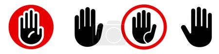 Photo for Stop hand icon. Set of hand icons. Black silhouette of hand in flat style, isolated on a white background. Vector illustration. - Royalty Free Image