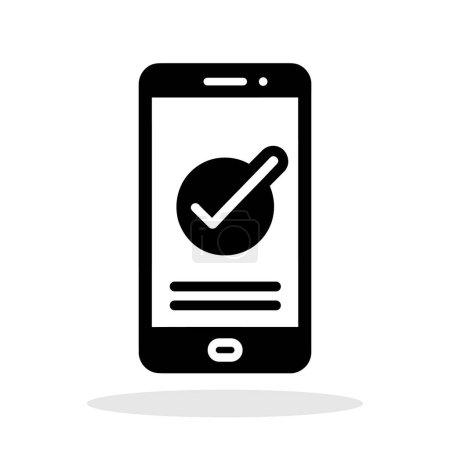 Photo for Phone with check mark icon. Black smartphone icon with check mark on white background. Vector illustration - Royalty Free Image