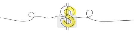 Photo for Continuous editable drawing of dollar currency icon. One line drawing background. Vector illustration. Dollar symbol in one line style. - Royalty Free Image