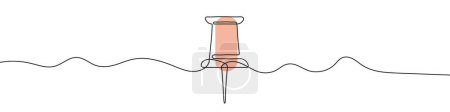 Photo for Continuous editable drawing of push pin icon. One line drawing background. Vector illustration. Pushpin symbol in one line style. - Royalty Free Image