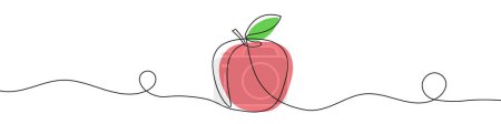 Photo for Continuous editable drawing of apple icon. One line drawing background. Vector illustration. Red apple symbol in one line style. - Royalty Free Image