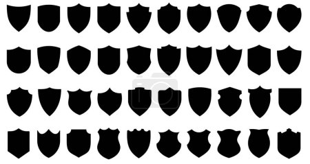Photo for Shield icons set. Black shields of different shapes in flat graphic design. Vector illustration - Royalty Free Image