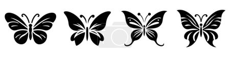 Photo for Butterfly icons set. Black butterfly of different shapes in flat graphic design. Vector illustration - Royalty Free Image
