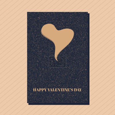 Ilustración de Feliz día de los Velentines con forma de corazón estrellado noche cielo galaxia amor vertical romántica tarjeta estilo. - Imagen libre de derechos