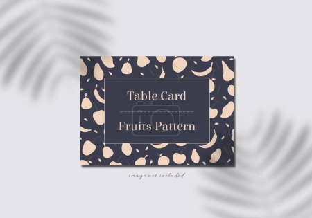Illustration for Table card seat number wedding or ceremony event with fruits pattern gastronomy food design. - Royalty Free Image