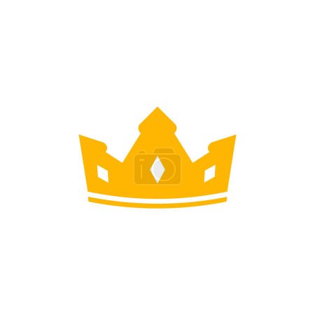Illustration pour Icône couronne or. Dessin diadème héraldique jaune de la royauté et du pouvoir avec décoration de luxe dans le style vectoriel médiéval vintage - image libre de droit