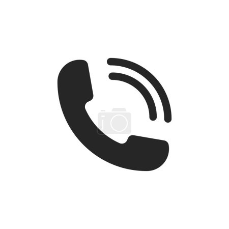 Ilustración de Icono negro del auricular sonando. Símbolo minimalista de comunicación y soporte dibujado por conexión para diseño de vectores de conversación web - Imagen libre de derechos