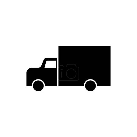 Téléchargez les illustrations : Icône camion noir. Transport pour le service de livraison et l'expédition des entreprises et des magasins avec déplacement vectoriel - en licence libre de droit