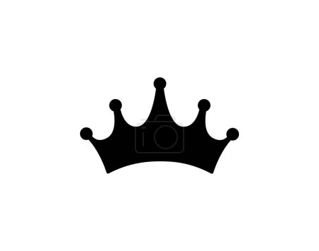Ilustración de Icono de corona de silueta negra. Tocado real y lujoso elemento de decoración imperial con adorno vectorial heráldico - Imagen libre de derechos