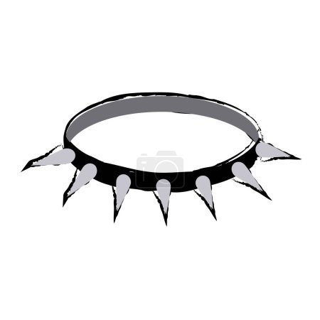 Collar with steel spikes. Dangerous device for fighting dogs and an attribute for style of punks and bdsm vector masochists