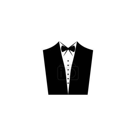 Ilustración de Wedding tuxedo Bow tie, suit vector Illustration isolated on white background.Tuxedo shirt design. Gentleman svg Clipart Decor Cut Files for Cricut and Silhouette - Imagen libre de derechos