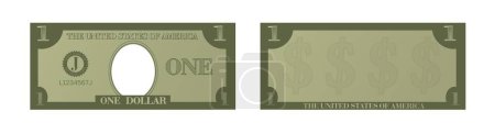 Téléchargez les illustrations : Modèle de billet d'un dollar. Un faux bon de caisse américain. Jeu blague argent - en licence libre de droit