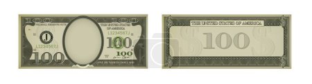 Téléchargez les illustrations : Modèle de billet de cent dollars. fausse monnaie américaine 100 usd note. Jeu blague argent - en licence libre de droit