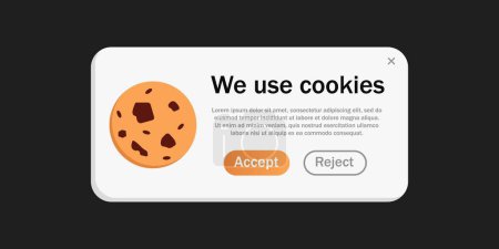 We use cookie landingpage. Round cookies with chocolate drops snack baked goods in brown and light color with sweet vanilla flavor and appetizing vector design