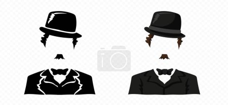Illustration for Chaplin Charlie Icon Movie Comedy historical person silhouette vector portrait - Royalty Free Image