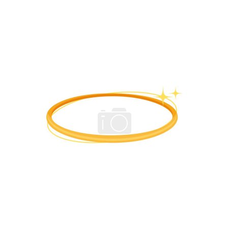 Illustration for Golden halo with stars. Angelic round circle with yellow glow light and holy ring with religious decoration vector world - Royalty Free Image