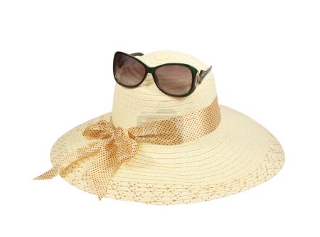 Photo for Hat and sunglasses isolated on white background - Royalty Free Image