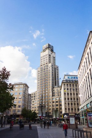 Photo for Antwerp, Belgium - February 25, 2015: KBC Bank Antwerpen Centrum as seen from Meir pedestrian. KBC Bank is one of the top three banks in Belgium. - Royalty Free Image