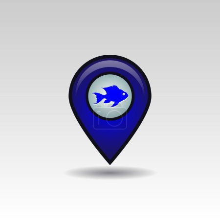 Fish location icon. Illustration of fish location icons on white background.