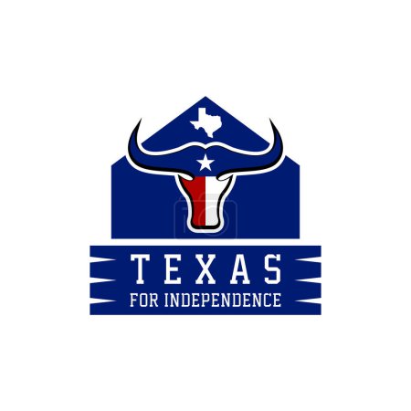 Texas por la independencia. Ilustración de Texas para la independencia como diseño de logotipo sobre fondo blanco