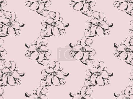 Illustration for Floral seamless pattern design for fabric or wallpaper print. Flower vector textile decoration. Nature background art. - Royalty Free Image